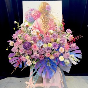 KỆ HOA KHAI TRƯƠNG TONE TÍM SANG TRỌNG