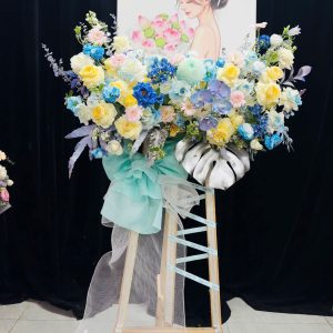 Kệ Hoa Tranh Chúc Mừng Tone Xanh Lam