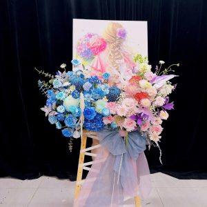 Kệ Hoa Tranh Xanh Lam - Hồng Pastel