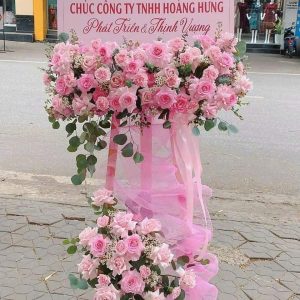 Kệ Hoa Tranh 2 Tầng Chúc Mừng Tone Hồng Pastel