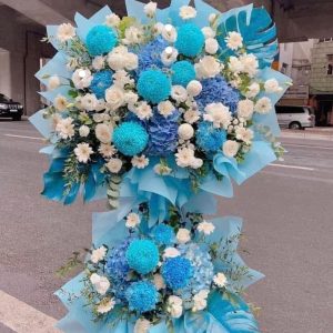 Kệ Hoa 2 Tầng Tone Xanh Dương