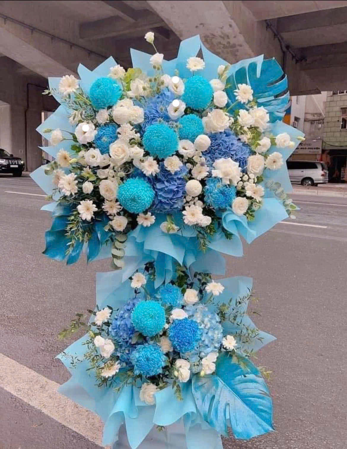 Kệ Hoa 2 Tầng Tone Xanh Dương