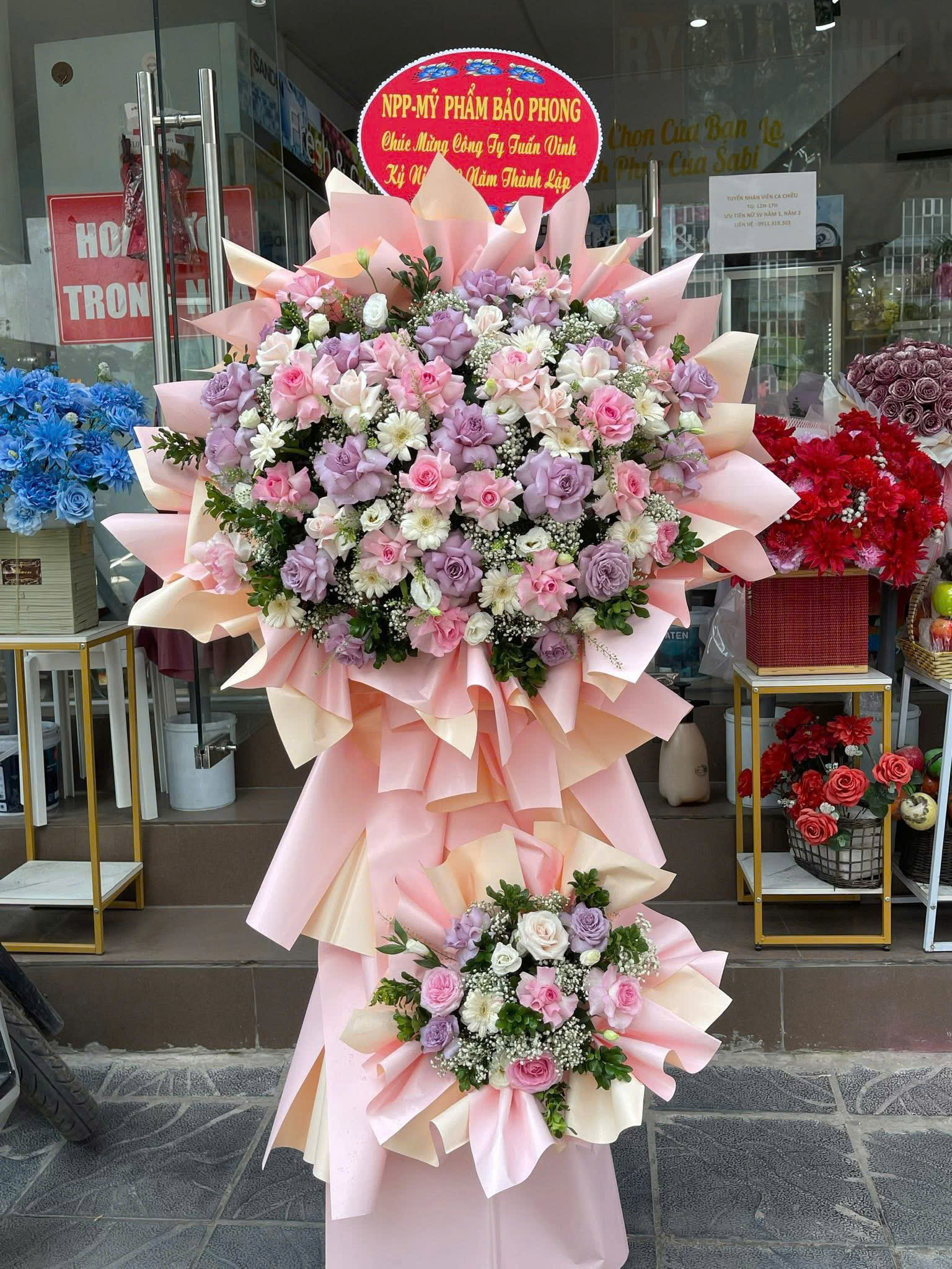 Kệ Hoa 2 Tầng Màu Hồng Tím