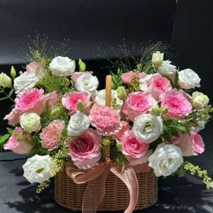 Lẵng Hoa Chúc Mừng Tone Hồng Trắng CS-126