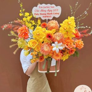 Lẵng Hoa Chúc Mừng Tone Cam CS-095