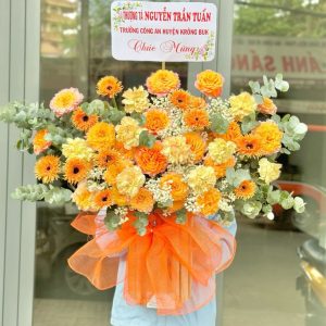 Lẵng Hoa Chúc Mừng Tone Cam Vàng CS-104