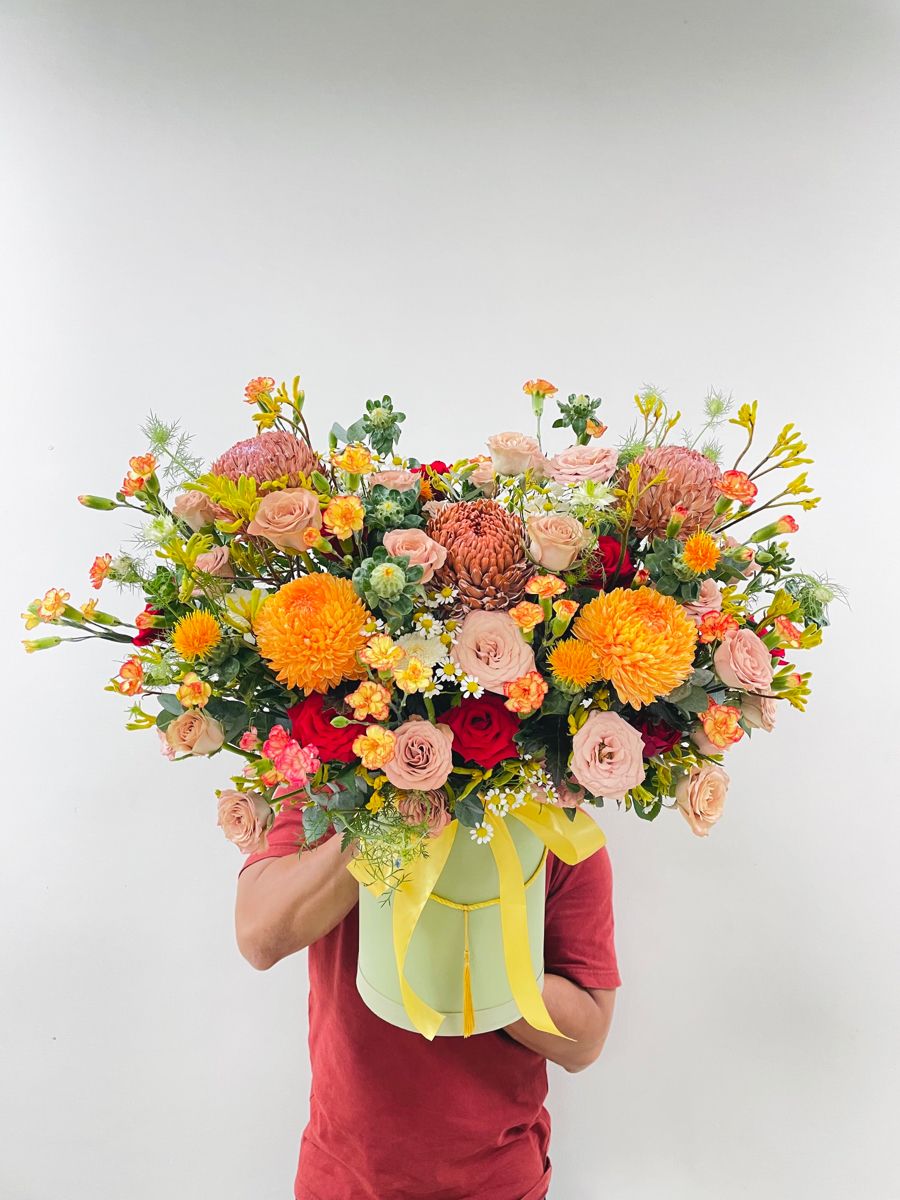 Lẵng Hoa Chúc Mừng Tone Cam CS-107