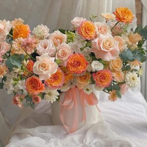 Lẵng Hoa Chúc Mừng Tone Hồng Cam CS-128