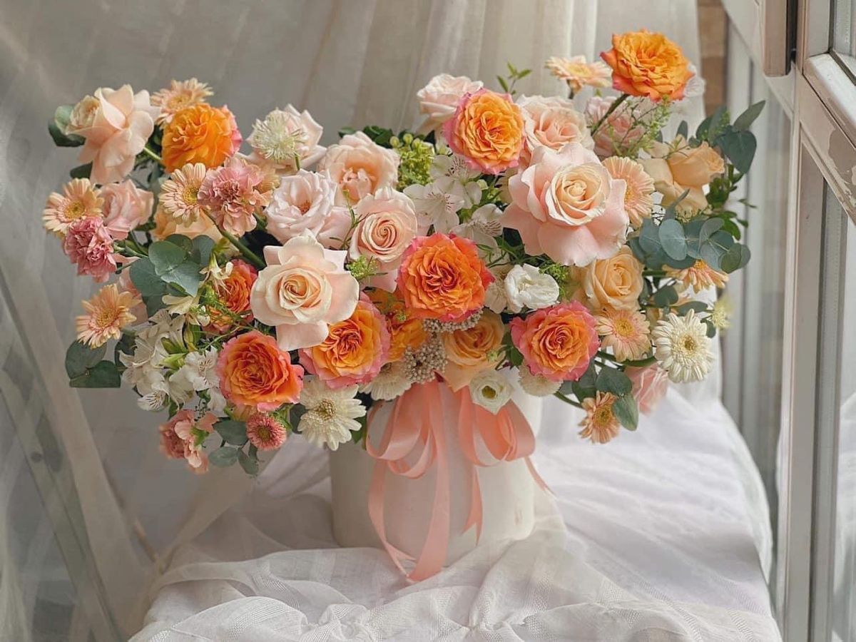 Lẵng Hoa Chúc Mừng Tone Hồng Cam CS-128 1 1b667128bc095dea94c34462c4a26687