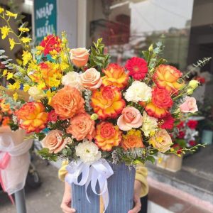 Lẵng Hoa Chúc Mừng Tone Cam CS-106