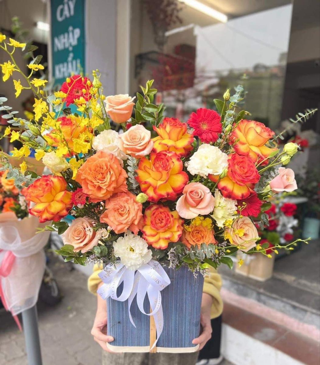 Lẵng Hoa Chúc Mừng Tone Cam CS-106