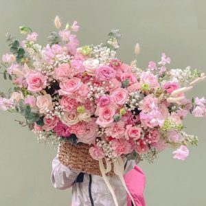 Lẵng Hoa Chúc Mừng Tone Hồng Pastel Bay CS-130