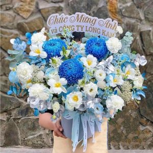 Lẵng Hoa Chúc Mừng Tone Xanh CS-108