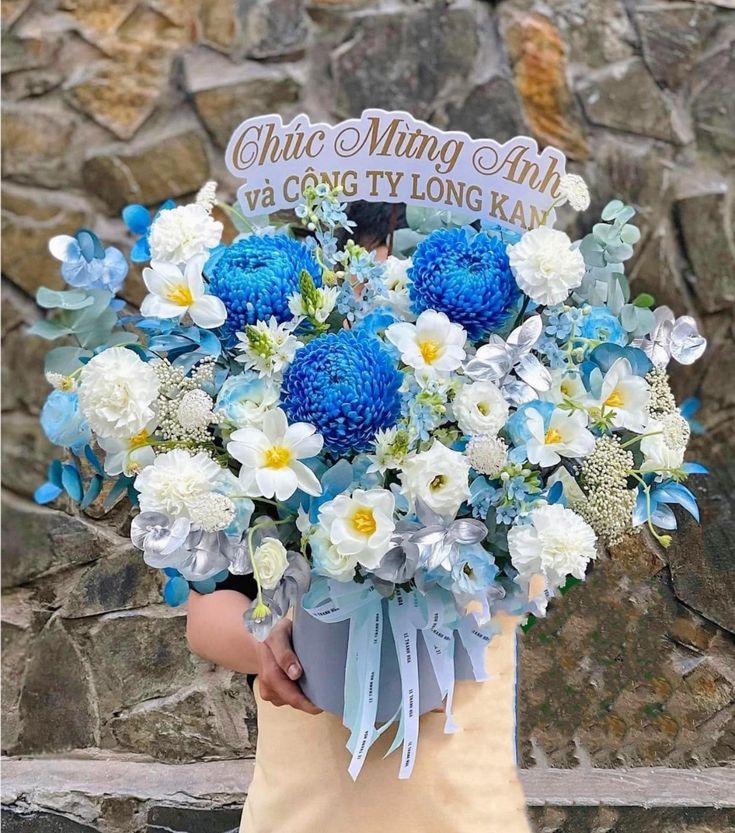 Lẵng Hoa Chúc Mừng Tone Xanh CS-108