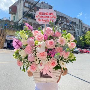Lẵng Hoa Chúc Mừng Tone Hồng Xanh Bay CS-132