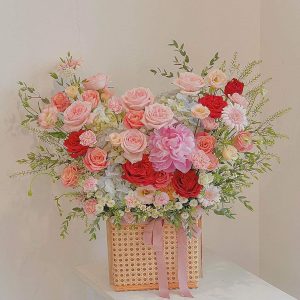 Lẵng Hoa Chúc Mừng Tone Hồng Đỏ Bay CS-134