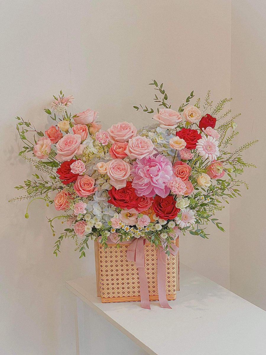 Lẵng Hoa Chúc Mừng Tone Hồng Đỏ Bay CS-134 1 4bf59851c0ab676483de7d2ece6491a5