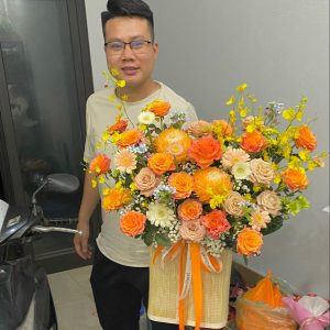 Lẵng Hoa Chúc Mừng Tone Cam CS-096