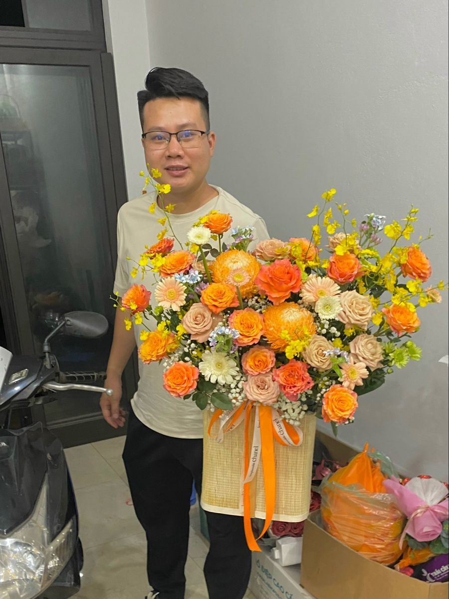 Lẵng Hoa Chúc Mừng Tone Cam CS-096