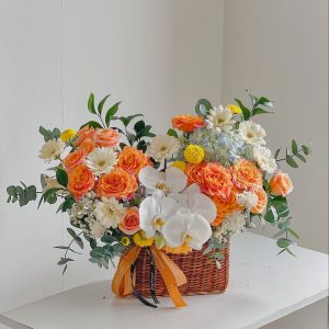 Lẵng Hoa Chúc Mừng Tone Cam Trắng CS-105