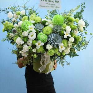 Lẵng Hoa Chúc Mừng Tone Xanh CS-121