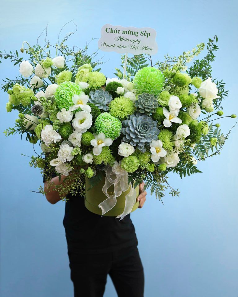 Lẵng Hoa Chúc Mừng Tone Xanh CS-121