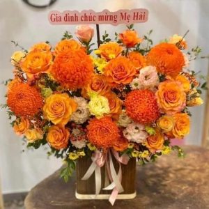 Lẵng Hoa Chúc Mừng Tone Cam CS-091