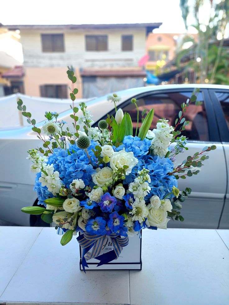 Lẵng Hoa Chúc Mừng Tone Xanh CS-125