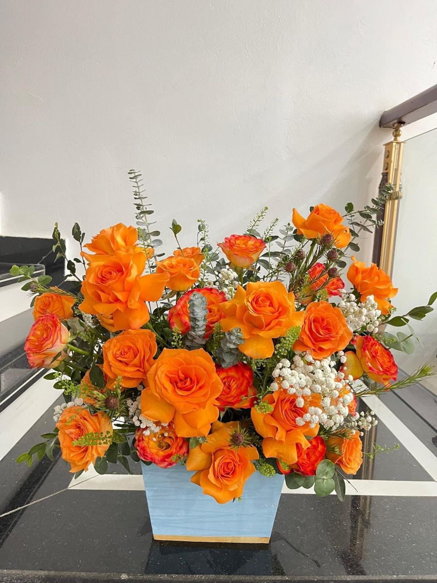 Lẵng Hoa Chúc Mừng Tone Cam CS-089